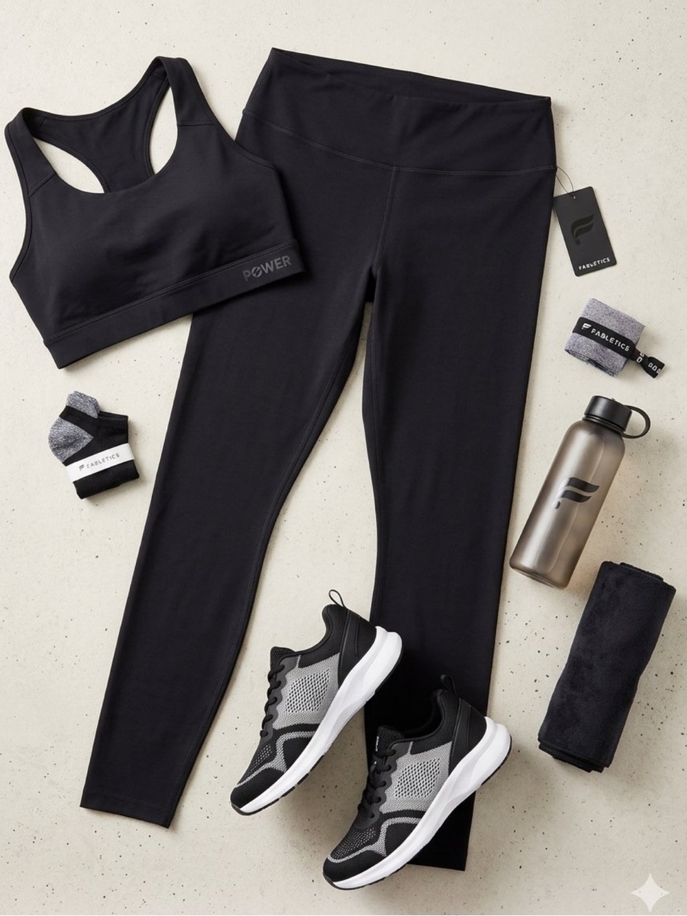 Fabletics Powerhold Black Full Length Leggings